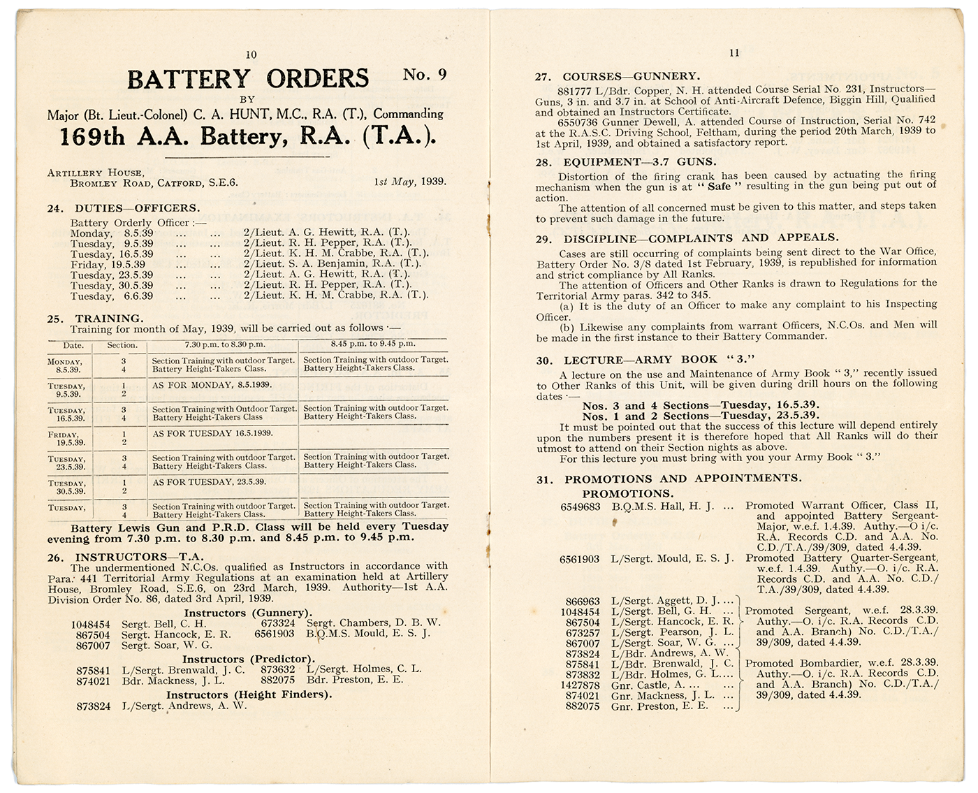 Regimental Orders. 60th (City of London) A.A. Regiment, R.A. (T.A.)