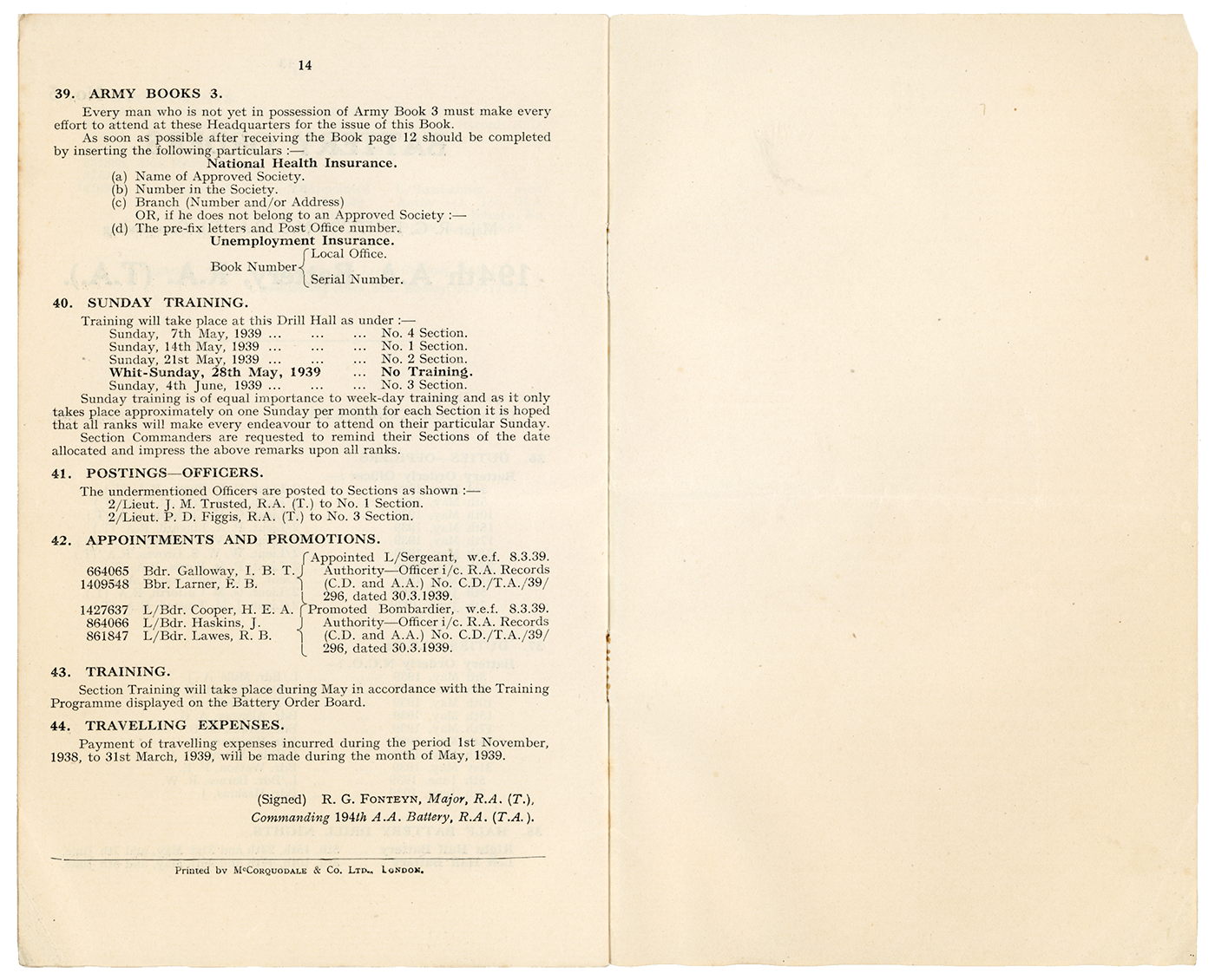 Regimental Orders. 60th (City of London) A.A. Regiment, R.A. (T.A.)