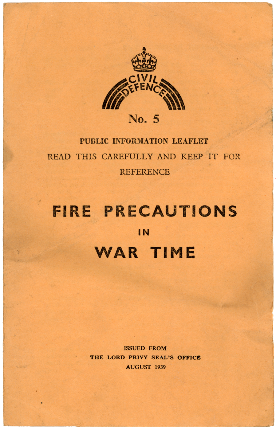 1939 British Civil Defence Public Information Leaflet "Fire Precautions in War Time"