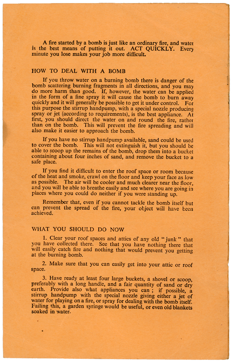 1939 British Civil Defence Public Information Leaflet "Fire Precautions in War Time"