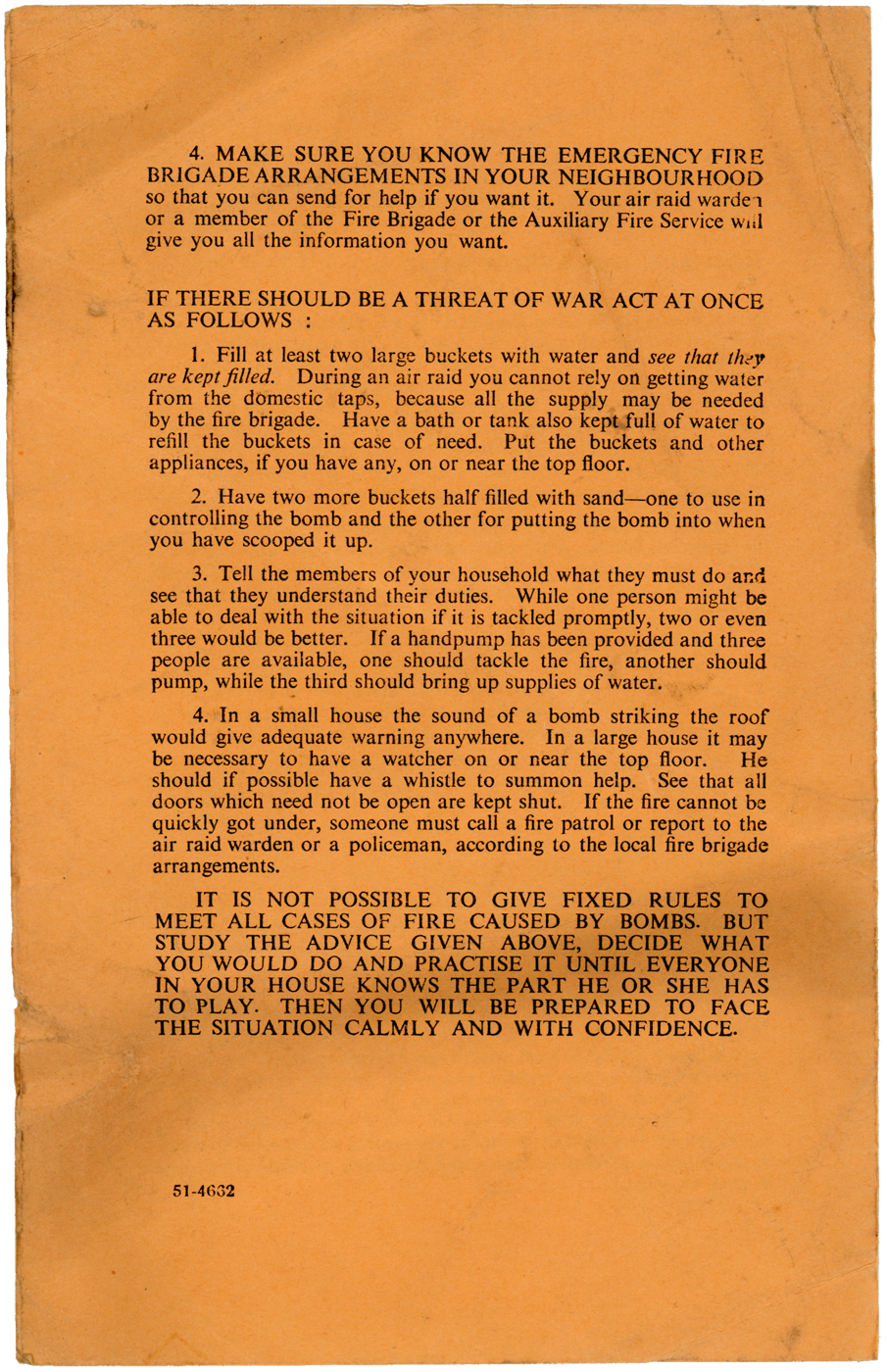 1939 British Civil Defence Public Information Leaflet "Fire Precautions in War Time"