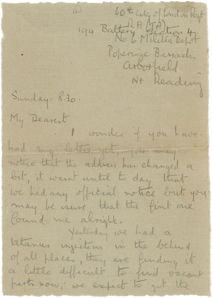 Letter from Cyril “Kenneth” Penman to Teresena “Terry” Penman dated October 1st, 1939. (pg. 1)