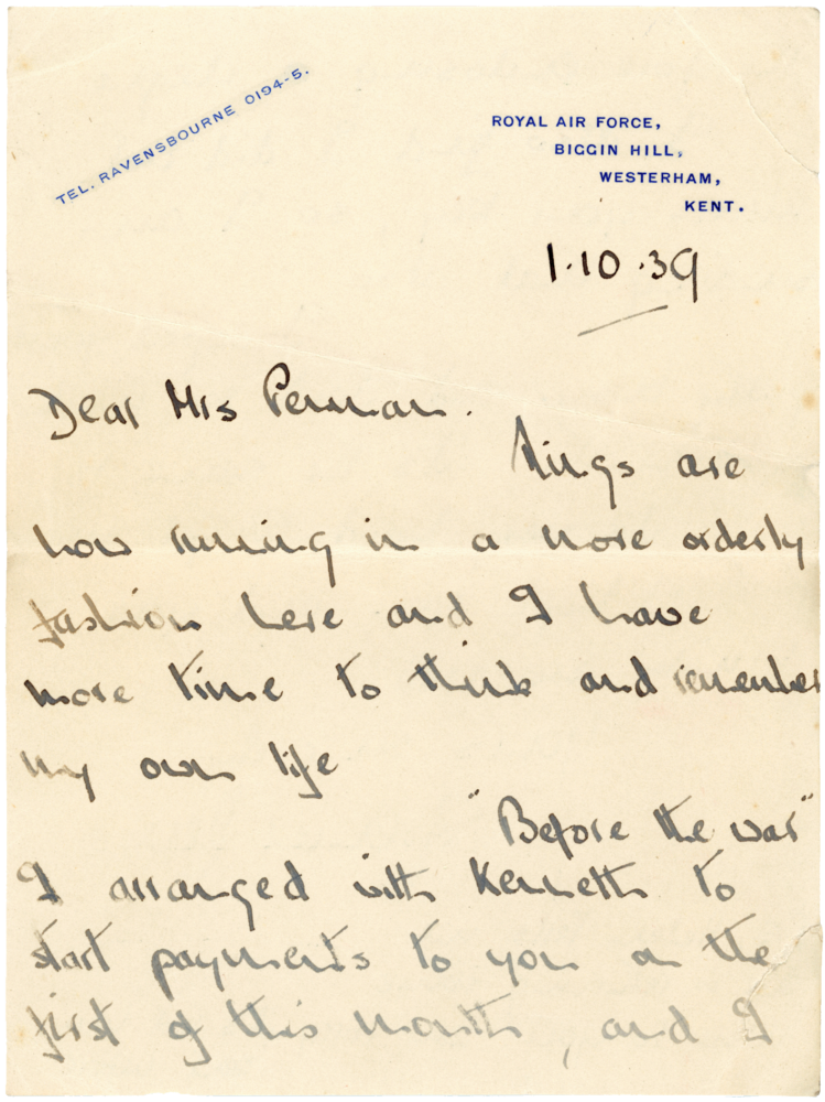 Letter from Spencer Lewis to Teresina "Terry" Penman dated October 1st, 1939. (pg. 1)