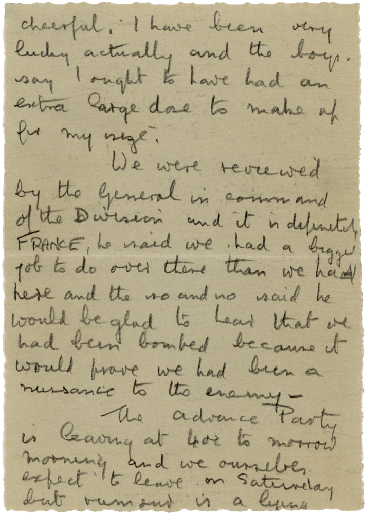 Letter from Cyril “Kenneth” Penman to Teresena “Terry” Penman dated October 4th, 1939. (pg. 3)