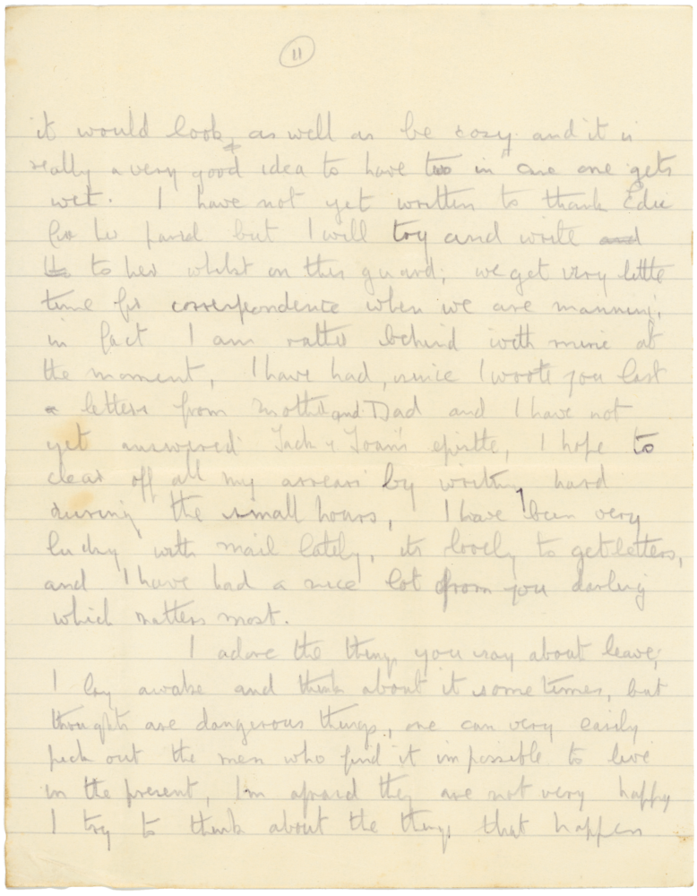 Letter from Cyril “Kenneth” Penman to Teresina “Terry” Penman dated October 19th, 1939. (pg. 2)