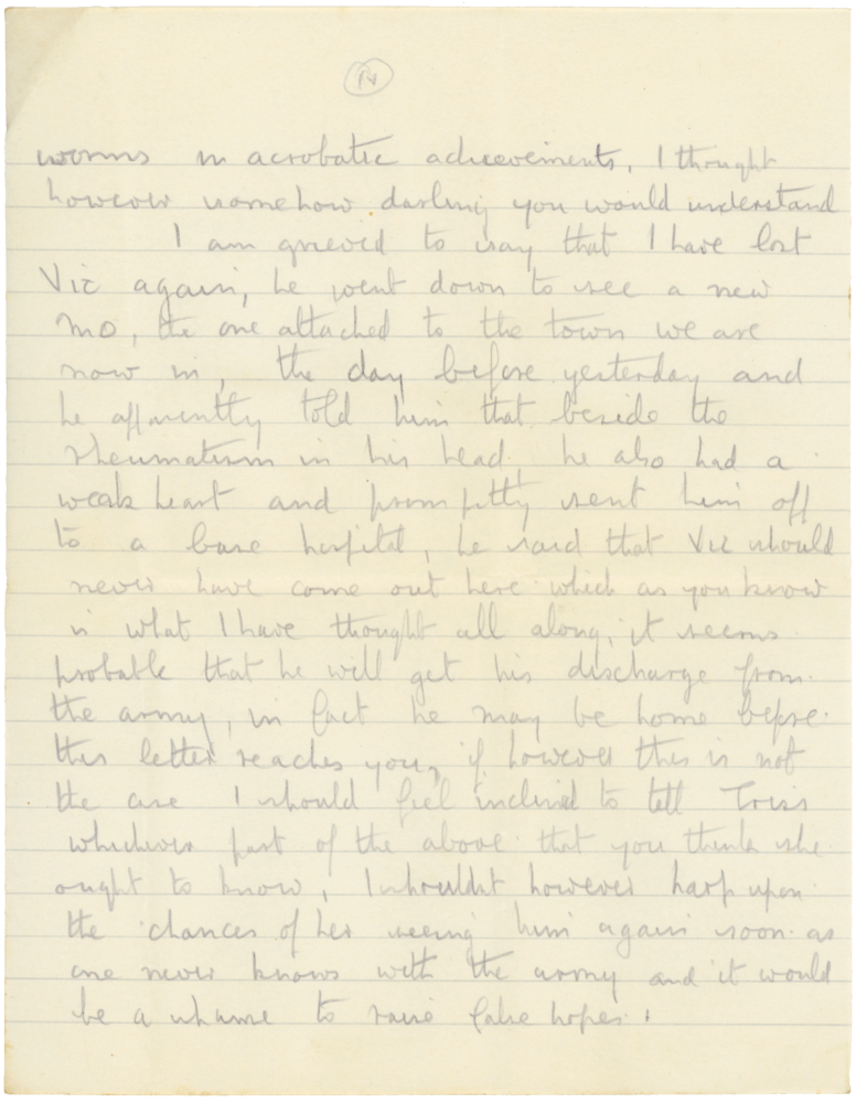 Letter from Cyril “Kenneth” Penman to Teresina “Terry” Penman dated October 19th, 1939. (pg. 4)