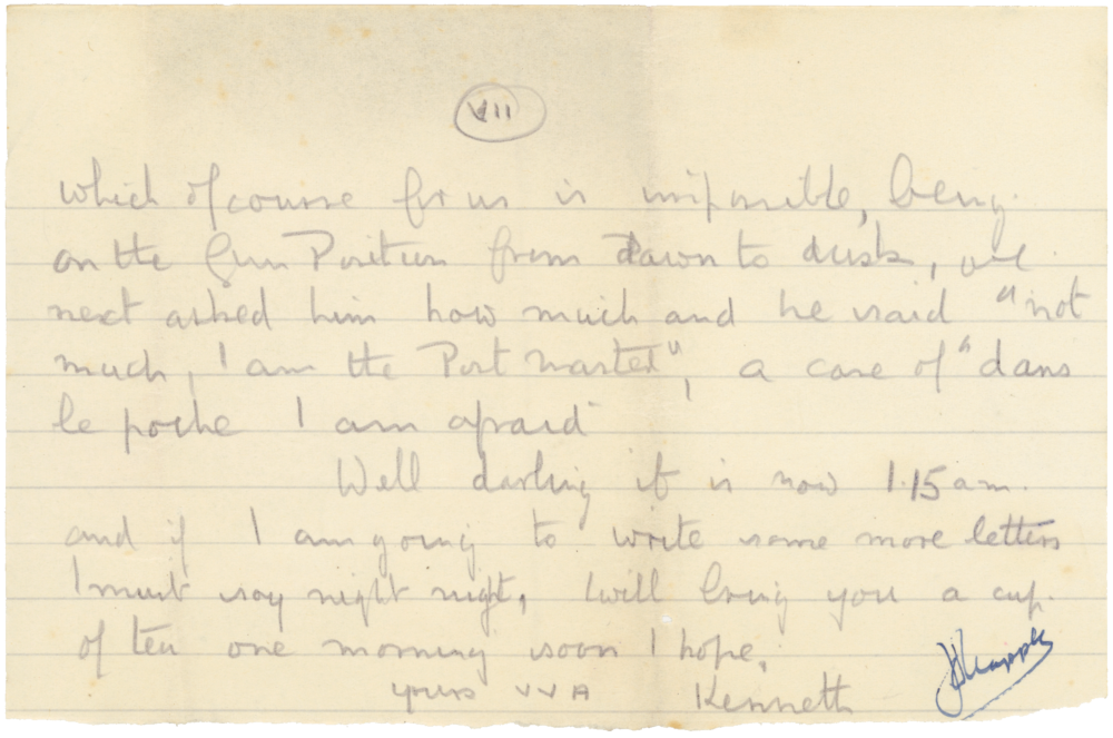 Letter from Cyril “Kenneth” Penman to Teresina “Terry” Penman dated October 19th, 1939. (pg. 7)