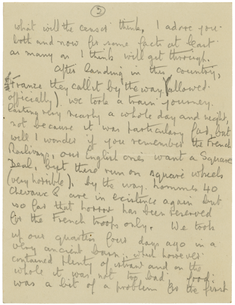 Letter from Cyril “Kenneth” Penman to Teresina “Terry” Penman received October 23rd, 1939. (pg. 2)