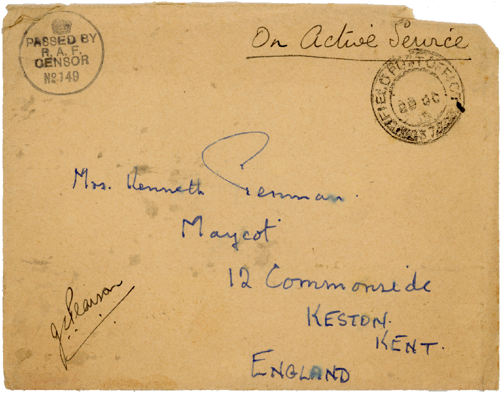 Envelope for letter from Cyril “Kenneth” Penman to Teresina “Terry” Penman dated October 26th, 1939.