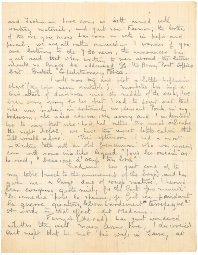 Letter from Cyril “Kenneth” Penman to Teresina “Terry” Penman dated October 27th, 1939. (pg. 2)