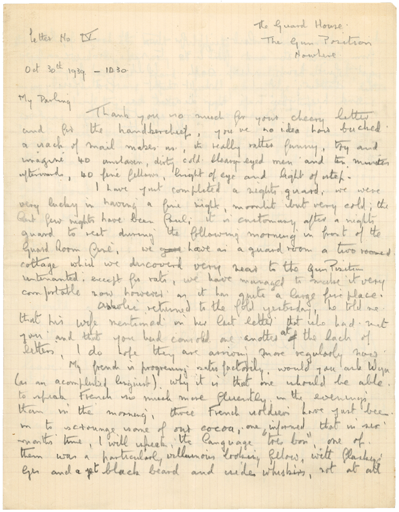 Letter from Cyril “Kenneth” Penman to Teresina “Terry” Penman dated October 30th, 1939. (pg. 1)