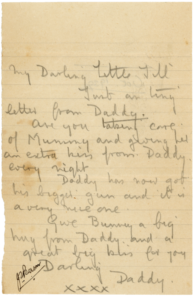 Letter from Cyril “Kenneth” Penman to Gillian “Jill” Penman dated October, 1939.