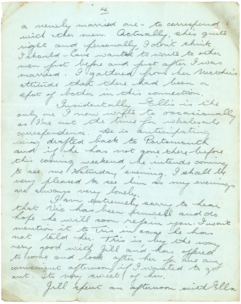 Letter from Teresina “Terry” Penman to Cyril “Kenneth” Penman dated November 2nd, 1939. (pg. 4)