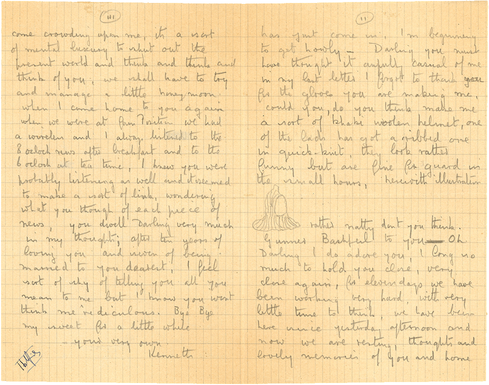 Letter from Cyril “Kenneth” Penman to Teresina “Terry” Penman dated November 3rd, 1939. (pg. 2, 3)