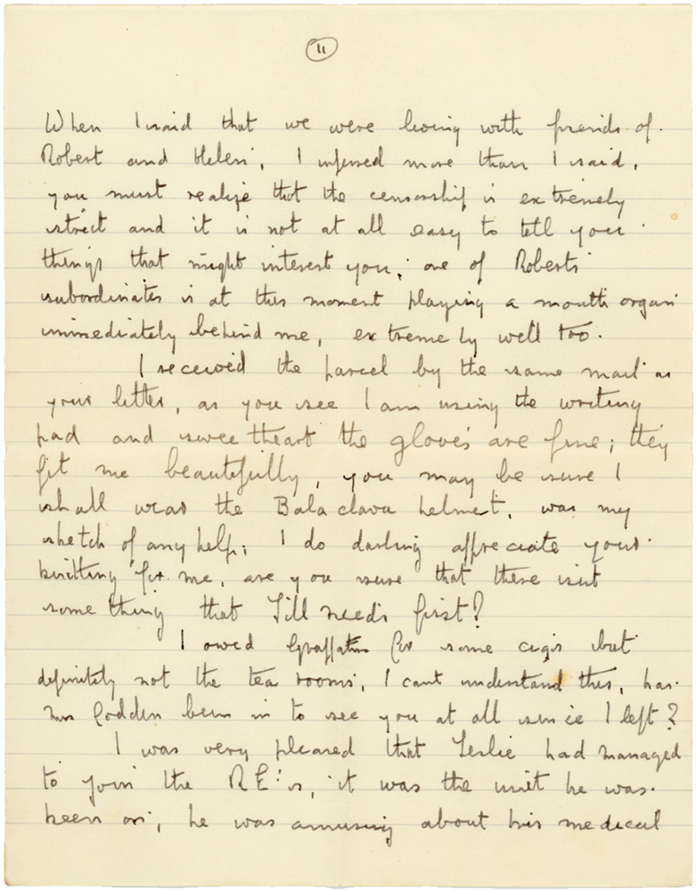Letter from Cyril “Kenneth” Penman to Teresina “Terry” Penman dated November 9th, 1939. (pg. 2)