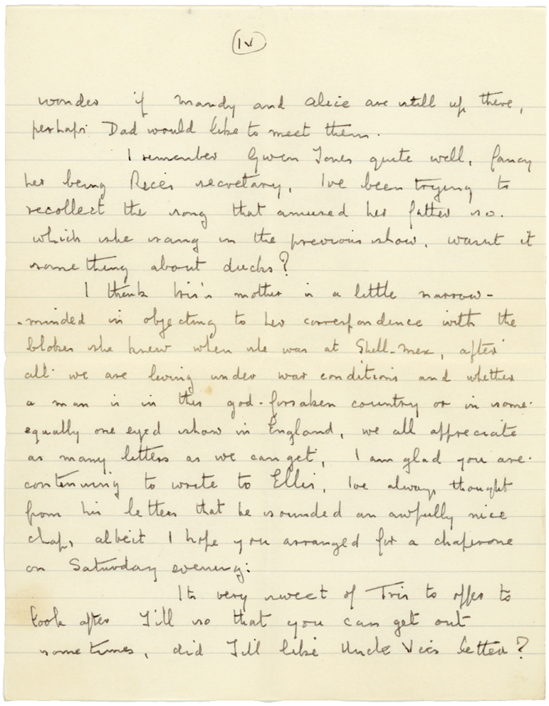 Letter from Cyril “Kenneth” Penman to Teresina “Terry” Penman dated November 9th, 1939. (pg. 4)