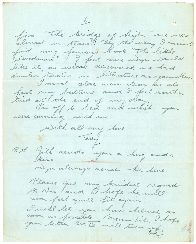 Letter from Teresina “Terry” Penman to Cyril “Kenneth” Penman dated November 9th, 1939. (pg. 6)