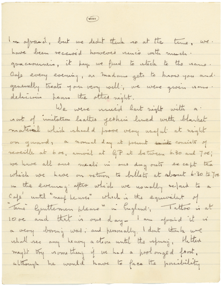 Letter from Cyril “Kenneth” Penman to Teresina “Terry” Penman dated November 9th, 1939. (pg. 8)