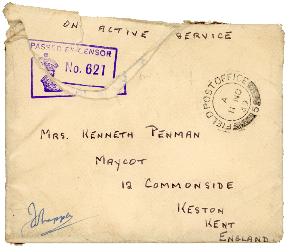 Envelope for letter from Cyril “Kenneth” Penman to Teresina “Terry” Penman dated November 9th, 1939.
