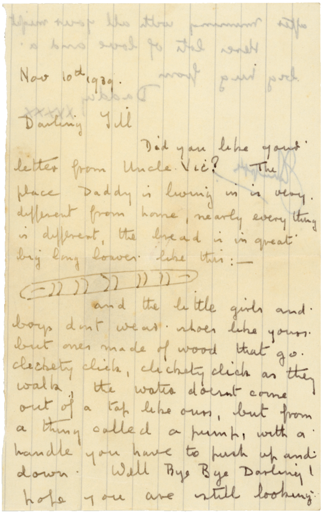 Letter from Cyril “Kenneth” Penman to Teresina “Terry” Penman dated November 10th, 1939. (pg. 1)