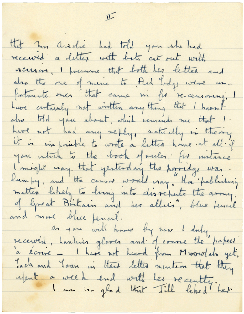 Letter from Cyril “Kenneth” Penman to Teresina “Terry” Penman dated November 15th, 1939. (pg. 2)