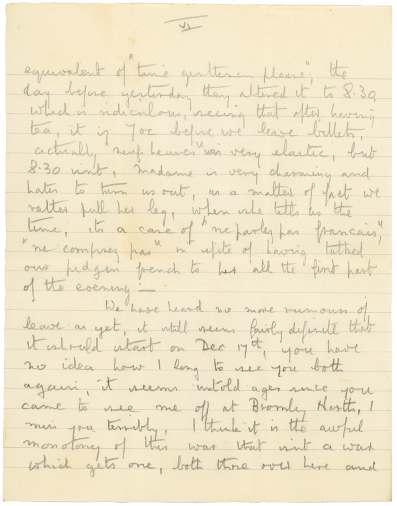 Letter from Cyril “Kenneth” Penman to Teresina “Terry” Penman dated November 15th, 1939. (pg. 6)