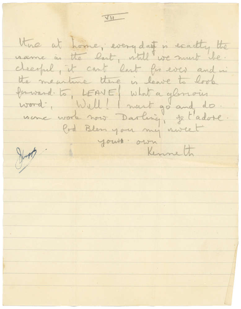 Letter from Cyril “Kenneth” Penman to Teresina “Terry” Penman dated November 15th, 1939. (pg. 7)