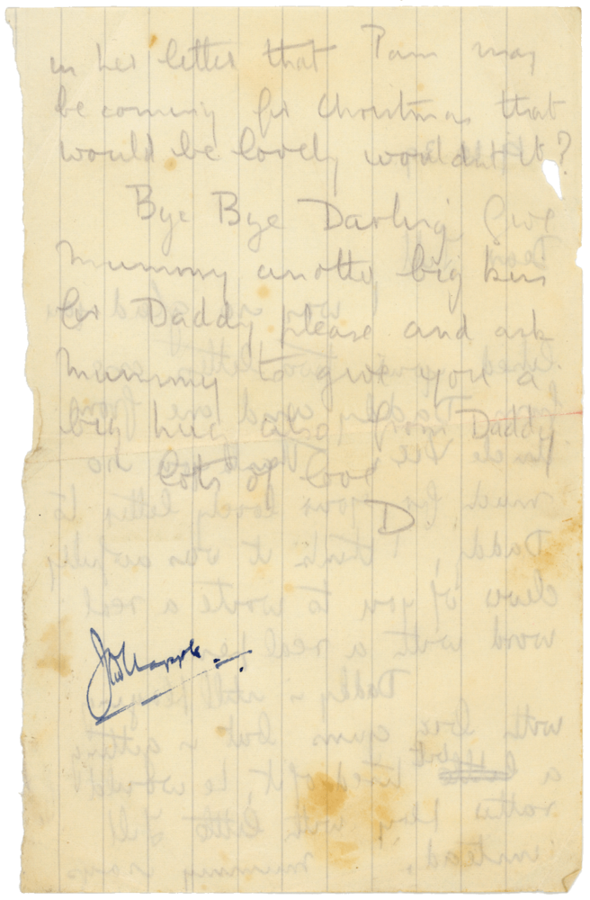 Letter from Cyril “Kenneth” Penman to Gillian “Jill” Penman dated November 19th, 1939. (pg. 2)