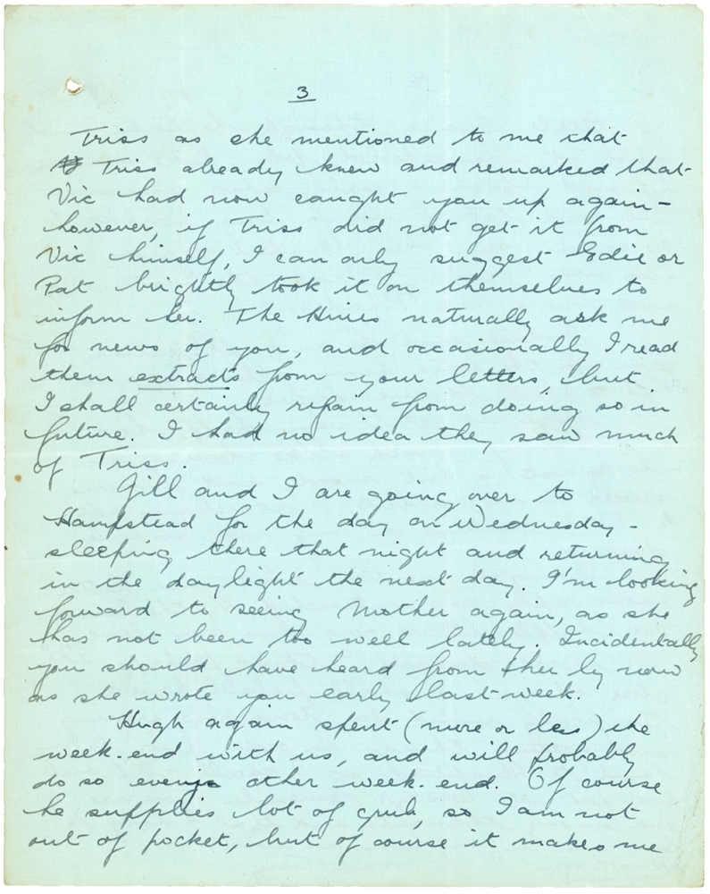 Letter from Teresina “Terry” Penman to Cyril “Kenneth” Penman dated November 20th, 1939. (pg. 3)