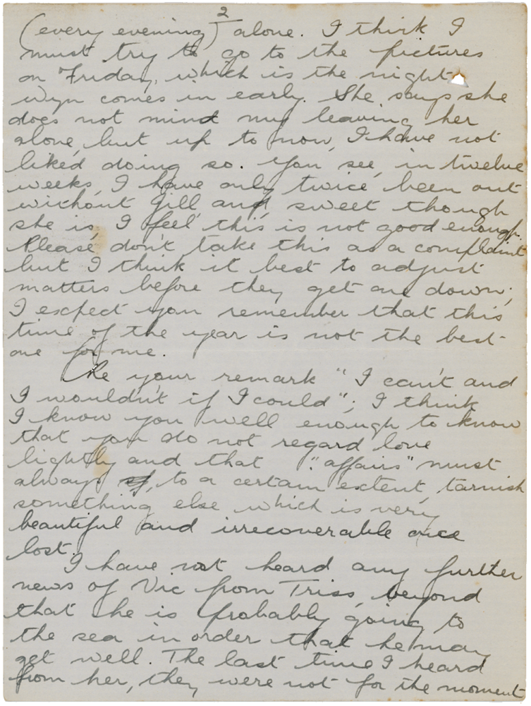 Letter from Teresina “Terry” Penman to Cyril “Kenneth” Penman dated November 29th, 1939. (pg. 2)