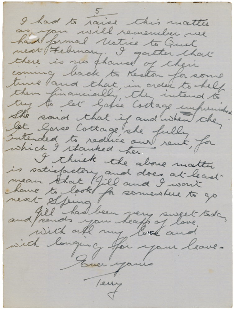 Letter from Teresina “Terry” Penman to Cyril “Kenneth” Penman dated November 29th, 1939. (pg. 5)