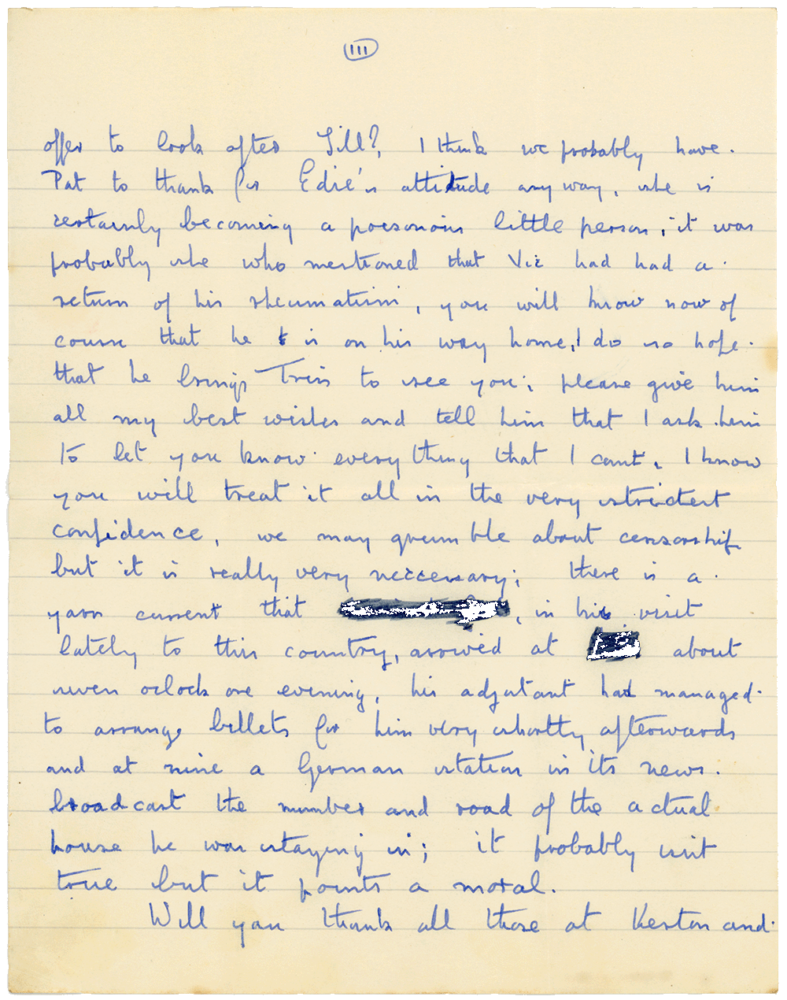 Letter from Cyril “Kenneth” Penman to Teresina “Terry” Penman dated November 30th, 1939. (pg. 3)