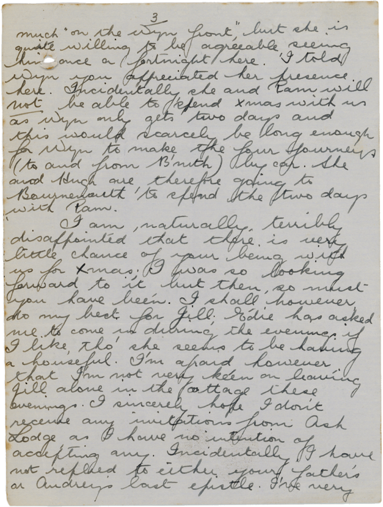 Letter from Teresina “Terry” Penman to Cyril “Kenneth” Penman dated December 5th, 1939. (pg. 3)