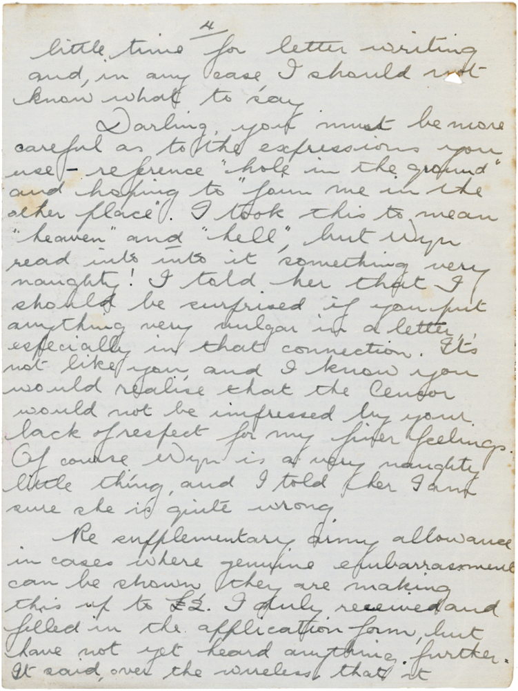Letter from Teresina “Terry” Penman to Cyril “Kenneth” Penman dated December 5th, 1939. (pg. 4)
