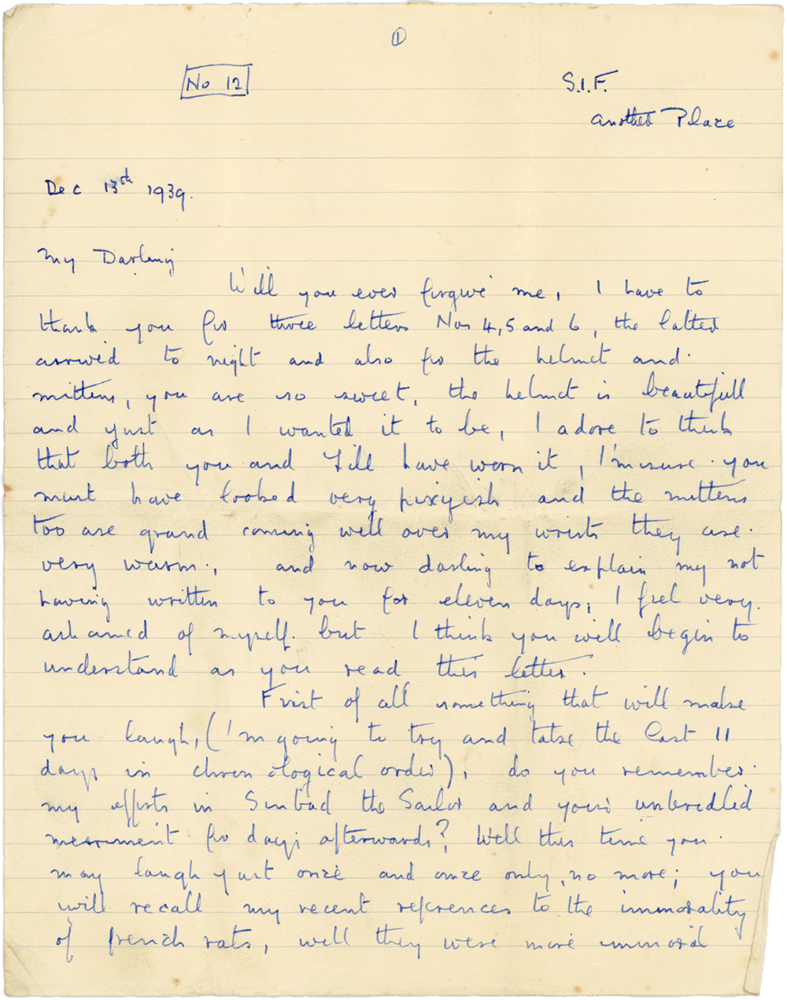 Letter from Cyril “Kenneth” Penman to Teresina “Terry” Penman dated December 13th, 1939. (pg. 1)