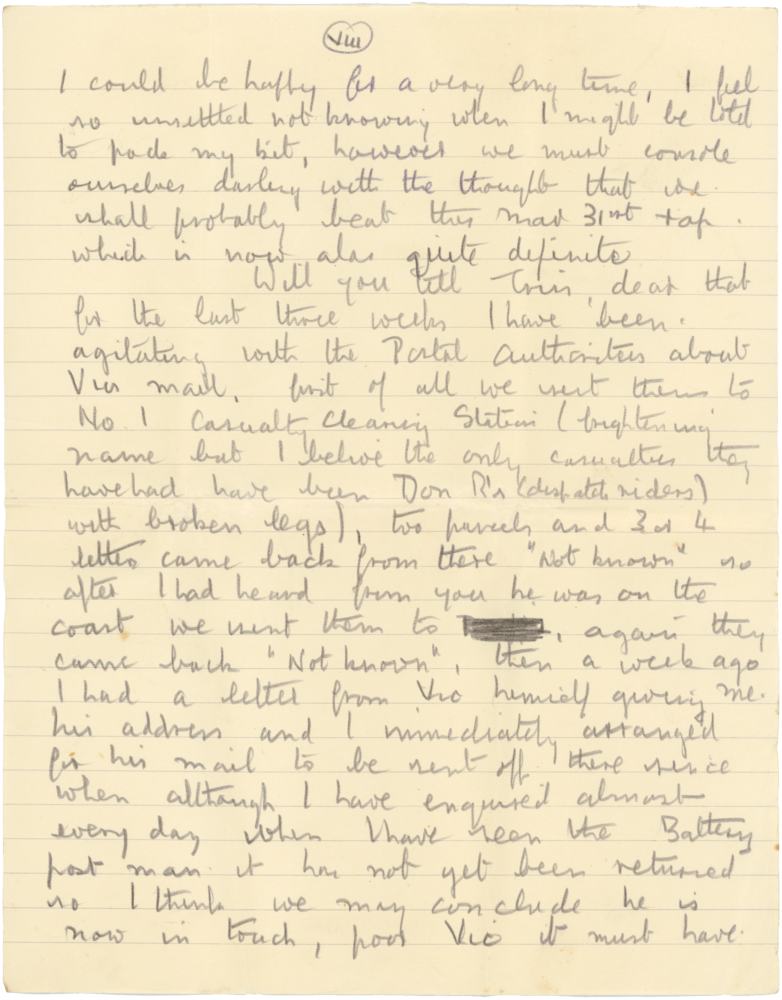 Letter from Cyril “Kenneth” Penman to Teresina “Terry” Penman dated December 13th, 1939. (pg. 8)