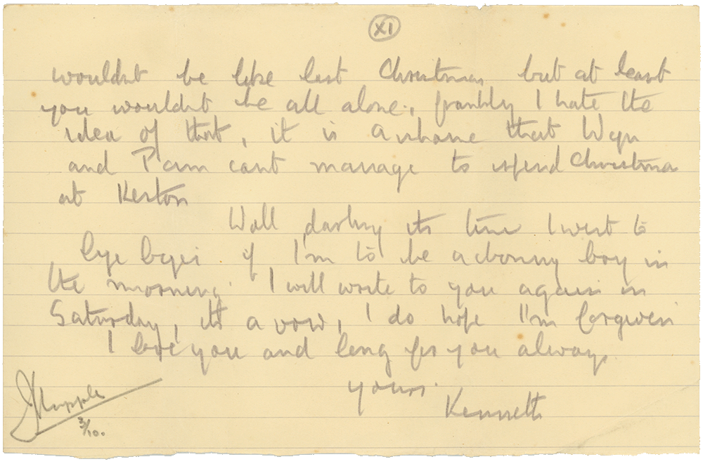 Letter from Cyril “Kenneth” Penman to Teresina “Terry” Penman dated December 13th, 1939. (pg. 11)