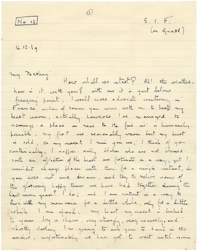 Letter from Cyril “Kenneth” Penman to Teresina “Terry” Penman dated December 16th, 1939. (pg. 1)