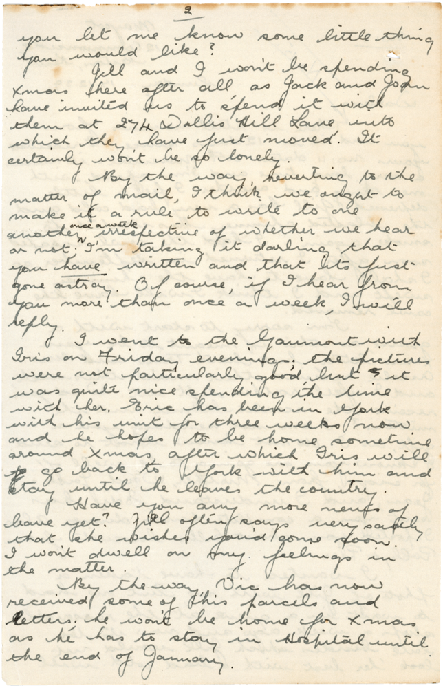 Letter from Teresina “Terry” Penman to Cyril “Kenneth” Penman dated December 14th, 1939. (pg. 2)