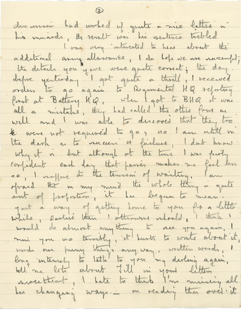 Letter from Cyril “Kenneth” Penman to Teresina “Terry” Penman dated December 19th, 1939. (pg. 3)