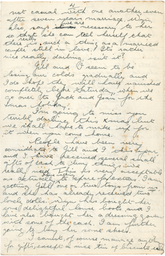 Letter from Teresina “Terry” Penman to Cyril “Kenneth” Penman dated December 20th, 1939. (pg. 4)