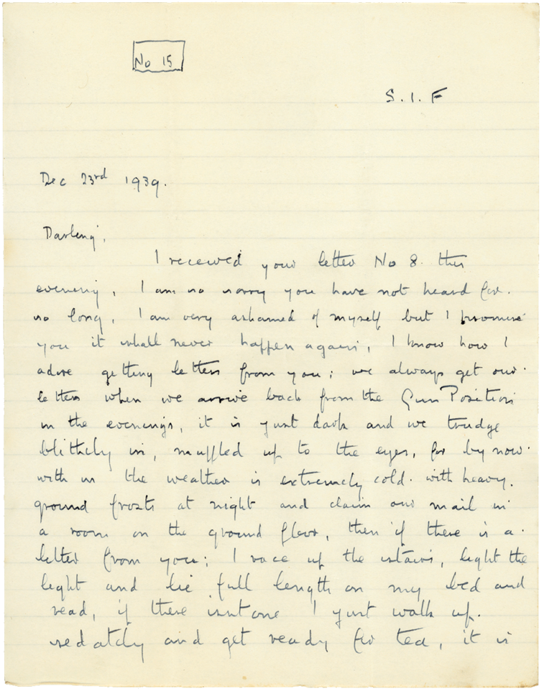 Letter from Cyril “Kenneth” Penman to Teresina “Terry” Penman dated December 23rd, 1939. (pg. 1)