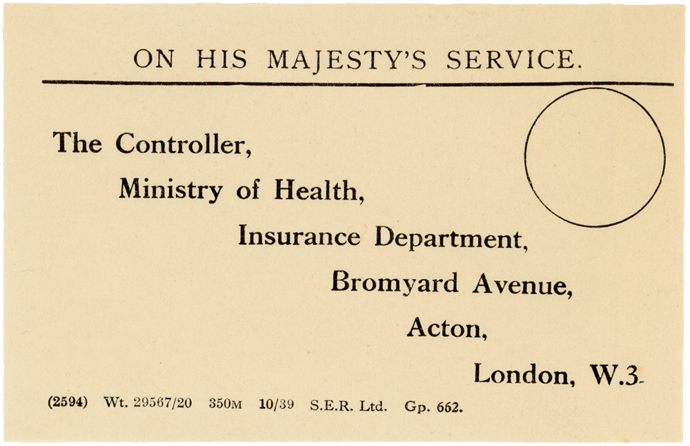 British insurance payment documentation card.