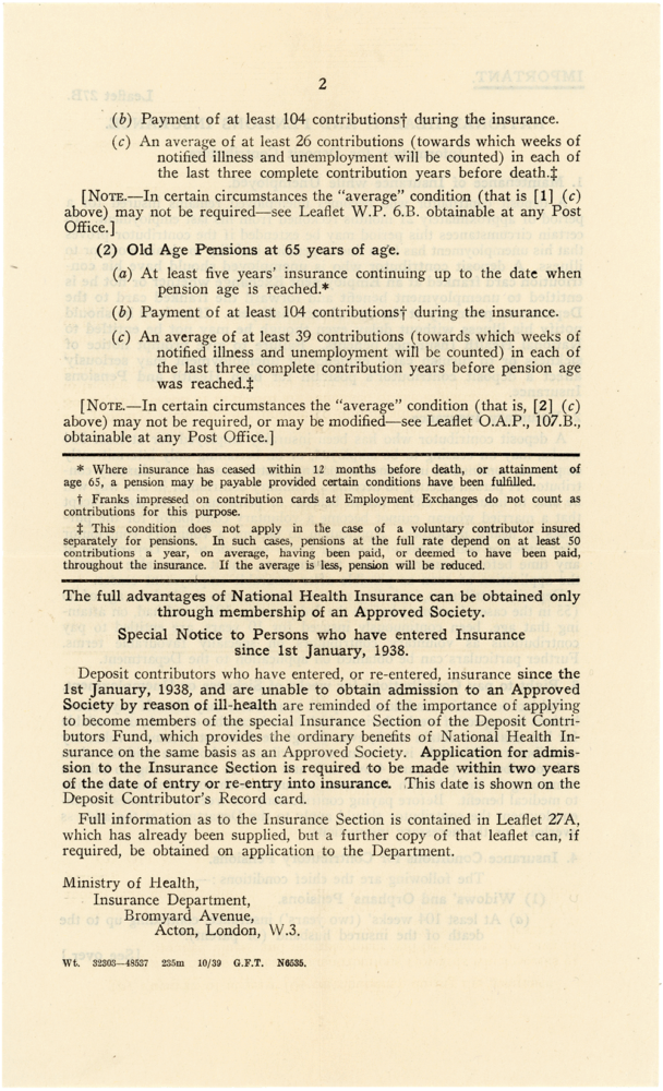 British insurance payment information leaflet 27B (pg. 2)