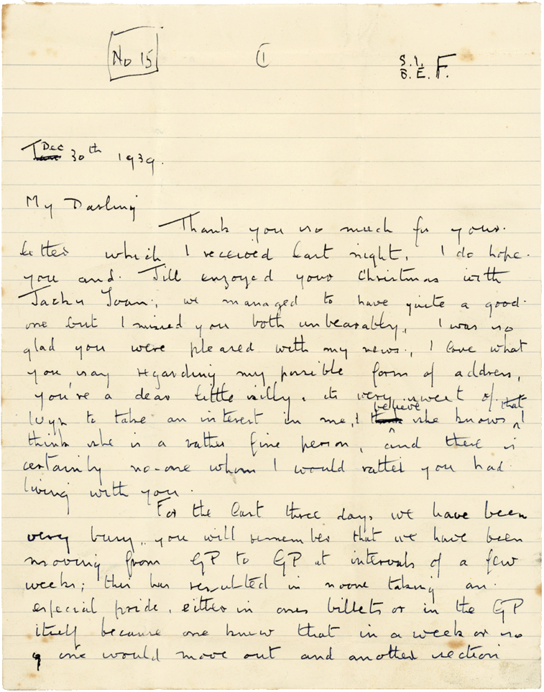 Letter from Cyril “Kenneth” Penman to Teresina “Terry” Penman dated December 30th, 1939. (pg. 1)