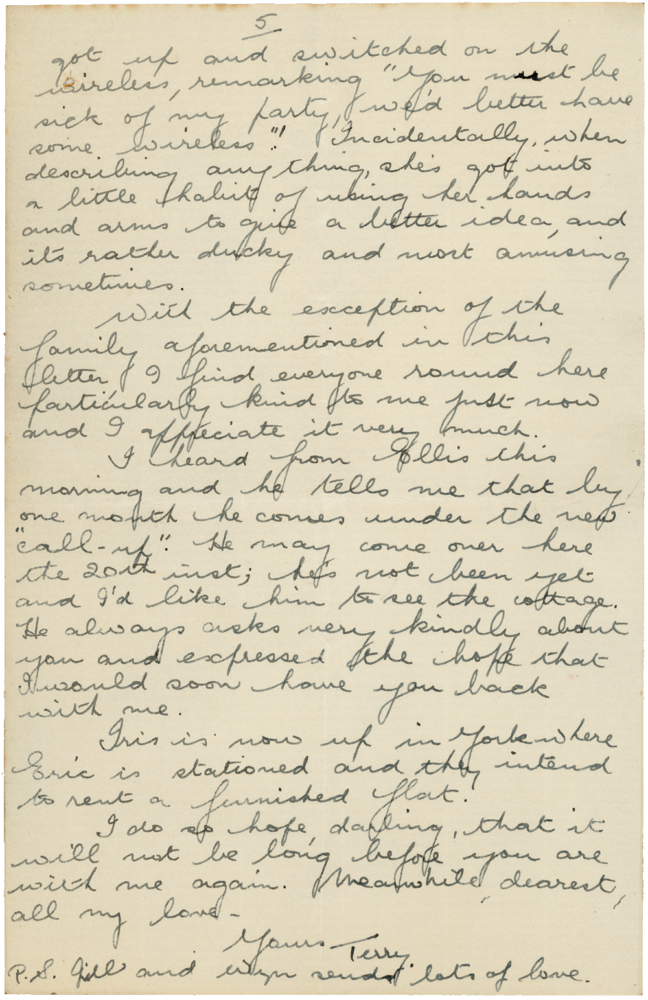 Letter from Teresina “Terry” Penman to Cyril “Kenneth” Penman dated January 1st, 1940. (pg. 5)