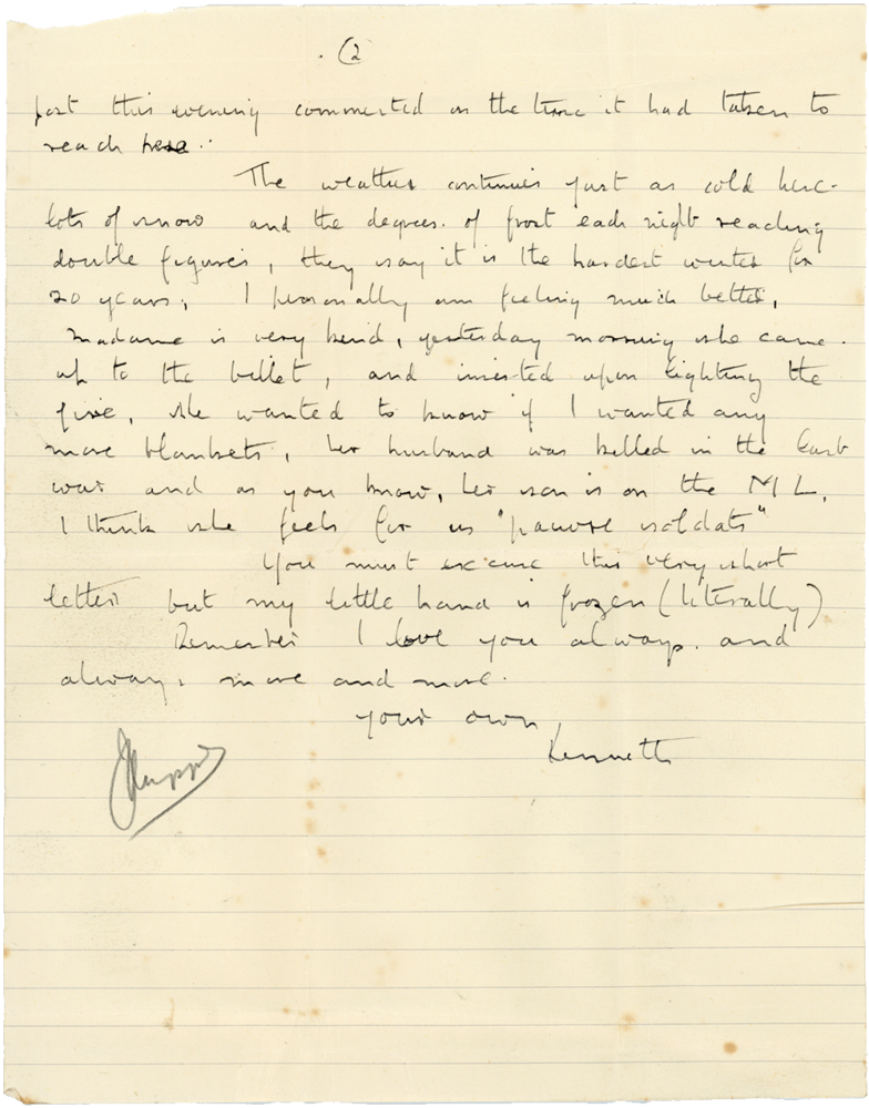 Letter from Cyril “Kenneth” Penman to Teresina “Terry” Penman dated January 20th, 1940. (pg. 2)