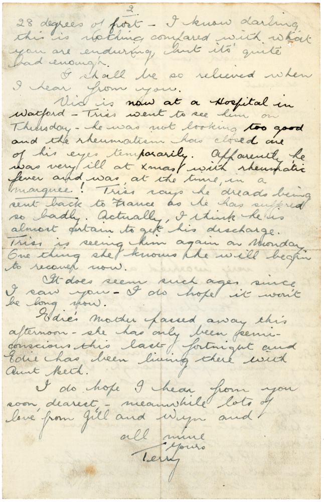 Letter from Teresina “Terry” Penman to Cyril “Kenneth” Penman dated January 21st, 1940. (pg. 2)