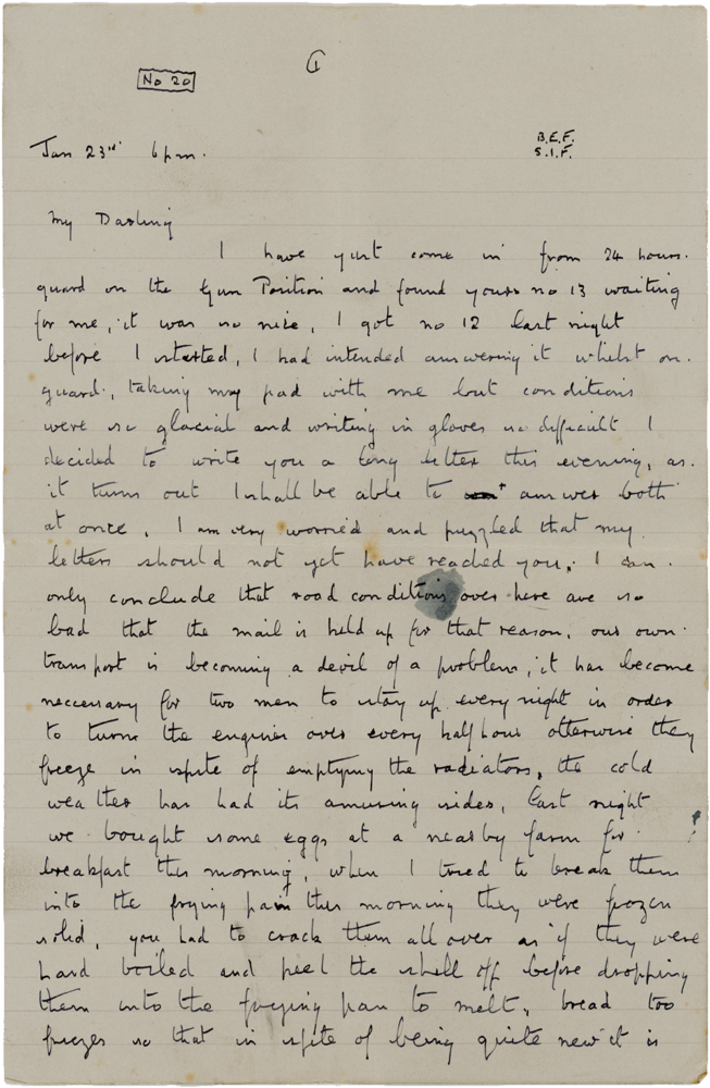 Letter from Cyril “Kenneth” Penman to Teresina “Terry” Penman dated January 23rd, 1940. (pg. 1)