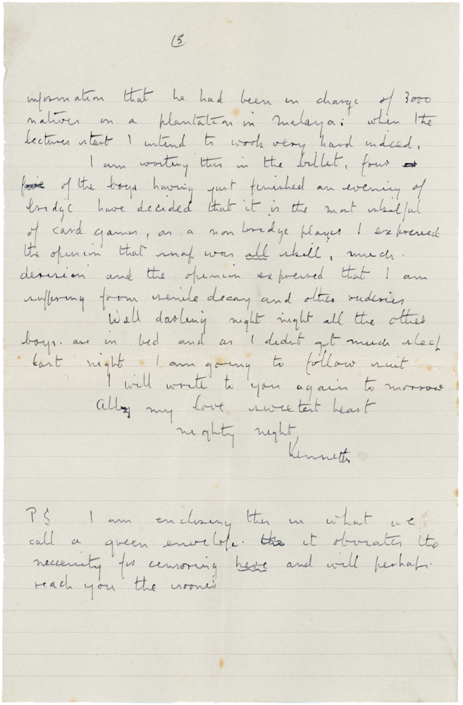Letter from Cyril “Kenneth” Penman to Teresina “Terry” Penman dated January 23rd, 1940. (pg. 5)